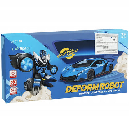 Nuotoliniu būdu valdomas automobilis-robotas „2 viename“, šviesos ir garsai, pultas, oranžinis