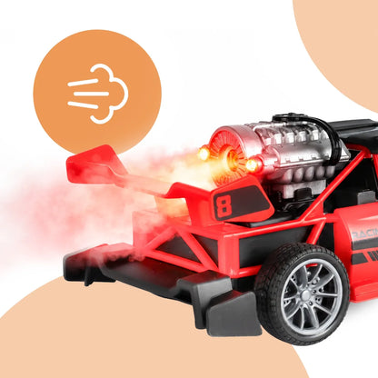 Nuotoliniu būdu valdomas RC Drift automobilis MalPlay su LED šviesomis ir garų efektu