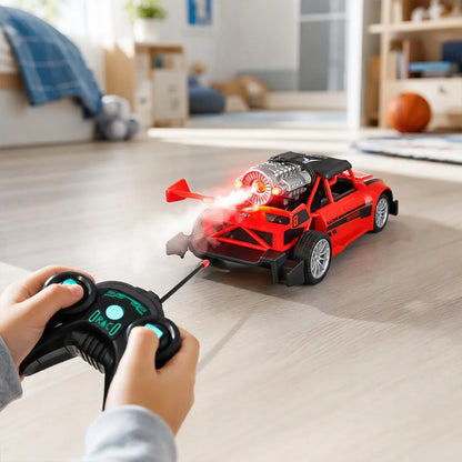 Nuotoliniu būdu valdomas RC Drift automobilis MalPlay su LED šviesomis ir garų efektu