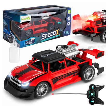 Nuotoliniu būdu valdomas RC Drift automobilis MalPlay su LED šviesomis ir garų efektu