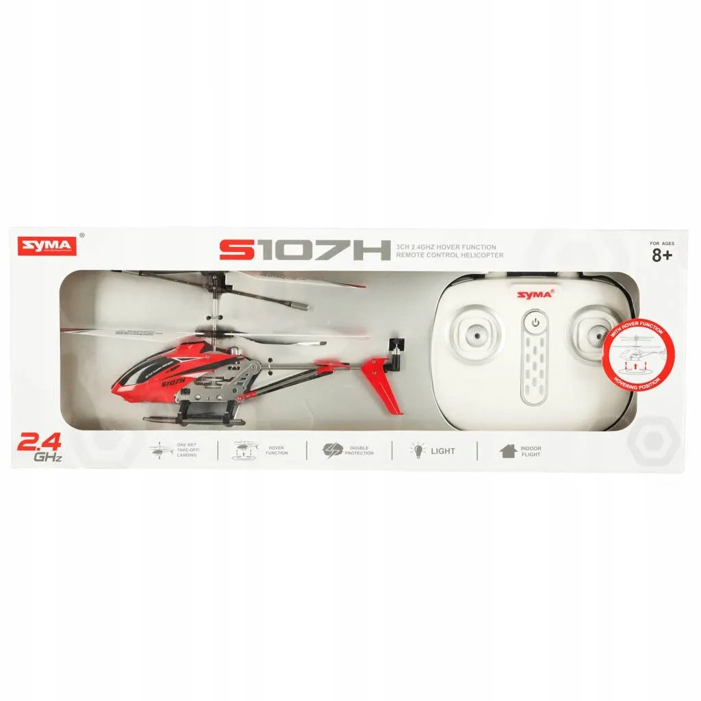 Nuotoliniu būdu valdomas sraigtasparnis SYMA S107H 2,4 GHz RTF, raudonas