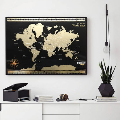 NUTRINAMAS PASAULIO ŽEMĖLAPIS su vėliavomis 40x60cm anglų kalba kelionių žemėlapio dovana