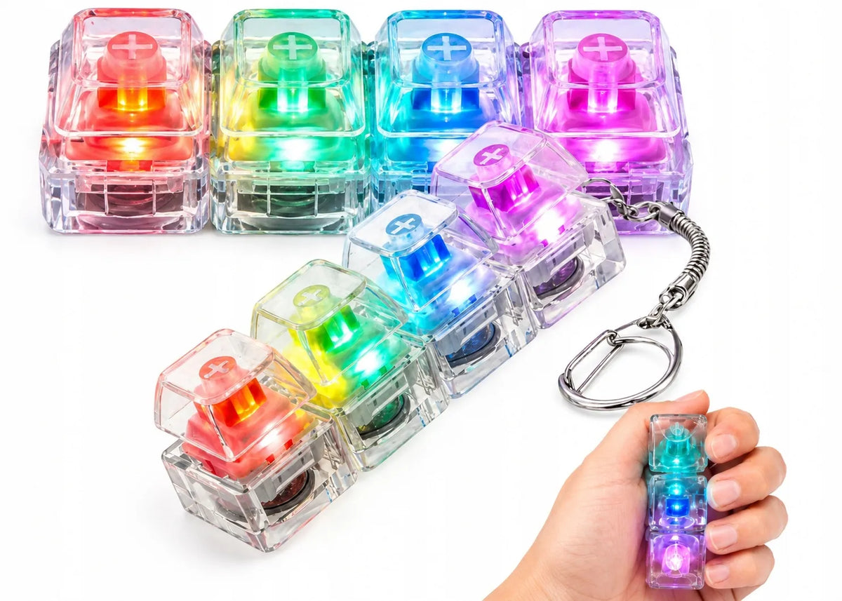 OKAMI antistresinis LED spragtukas-pakabukas, mechaninės klaviatūros fidget žaislas
