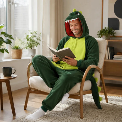 „Onesie“ tipo kigurumi pižama – žalio dinozauro kostiumas, XL, 175–185 cm