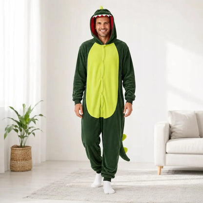 „Onesie“ tipo kigurumi pižama – žalio dinozauro kostiumas, XL, 175–185 cm