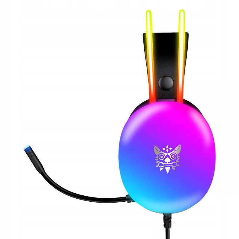 ONIKUMA X25 žaidimų ausinės su LED efektais – juodos ausinės