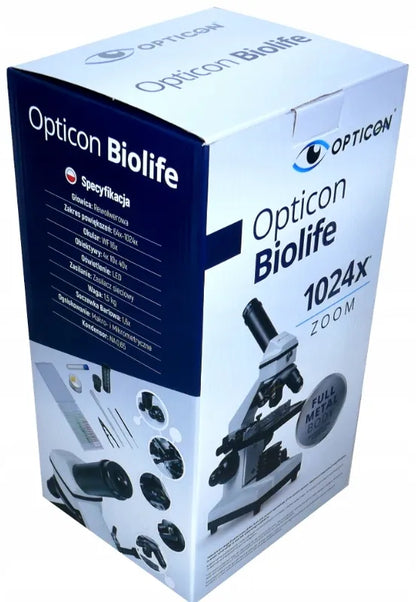 Optinis mikroskopas OPTICON - Biolife 1024x + priedai + LED apšvietimas