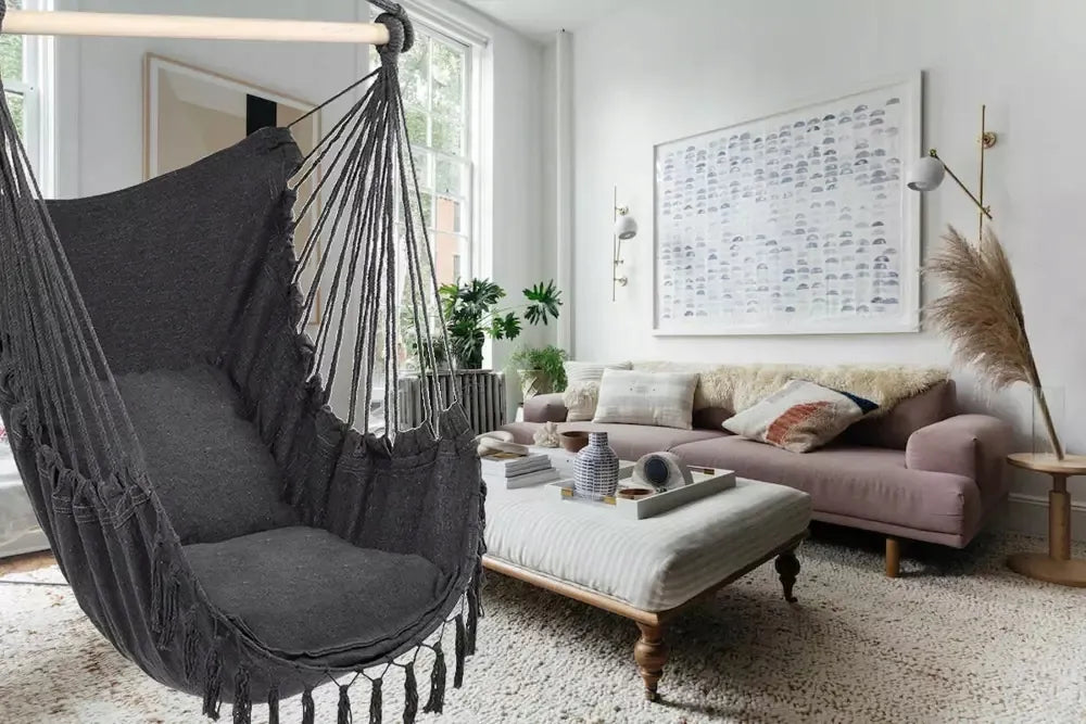 Pakabinamas fotelis braziliška kėdė sūpynės hamakas sodui terasai balkonui boho
