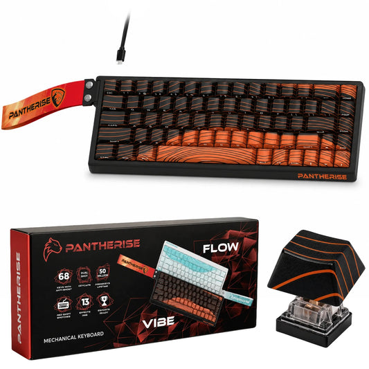 PANTHERISE VIBE belaidė mechaninė klaviatūra, Bluetooth, RGB LED, 68 klavišų, 2,4 GHz, USB-C, žaidimams