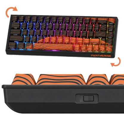 PANTHERISE VIBE belaidė mechaninė klaviatūra, Bluetooth, RGB LED, 68 klavišų, 2,4 GHz, USB-C, žaidimams
