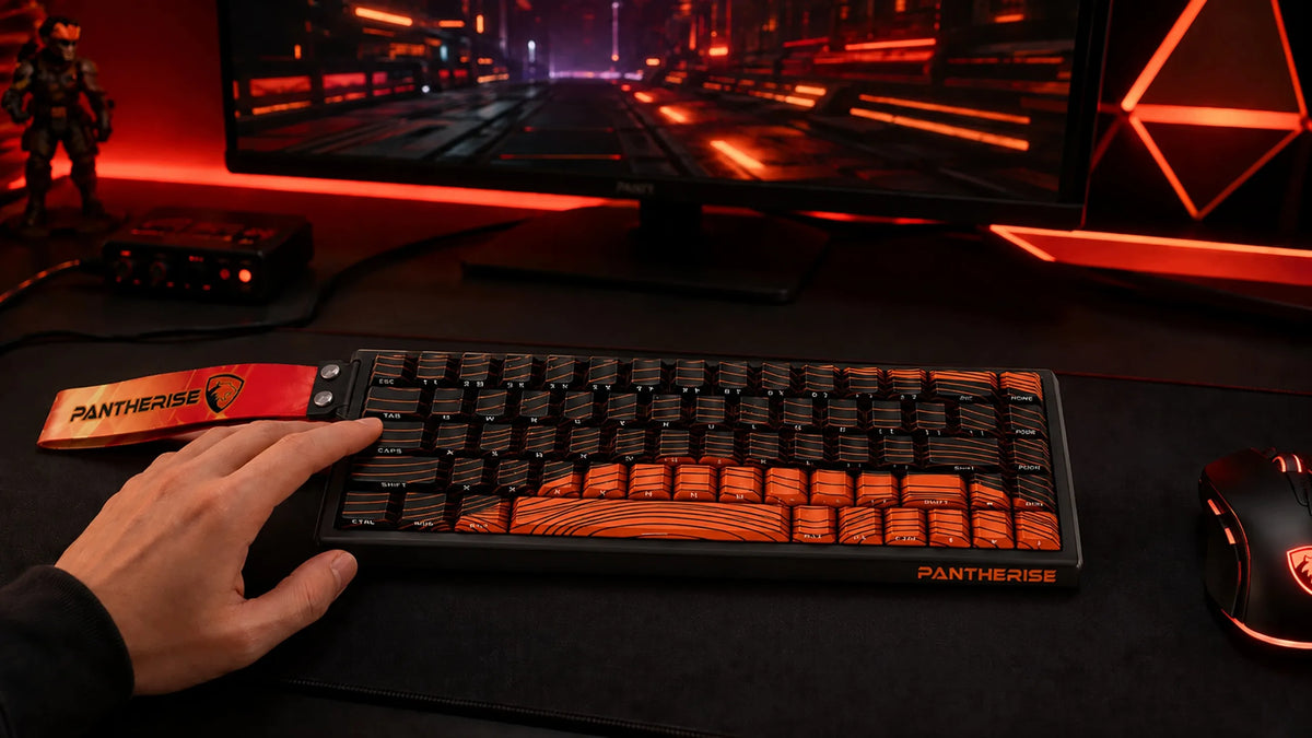 PANTHERISE VIBE belaidė mechaninė klaviatūra, Bluetooth, RGB LED, 68 klavišų, 2,4 GHz, USB-C, žaidimams