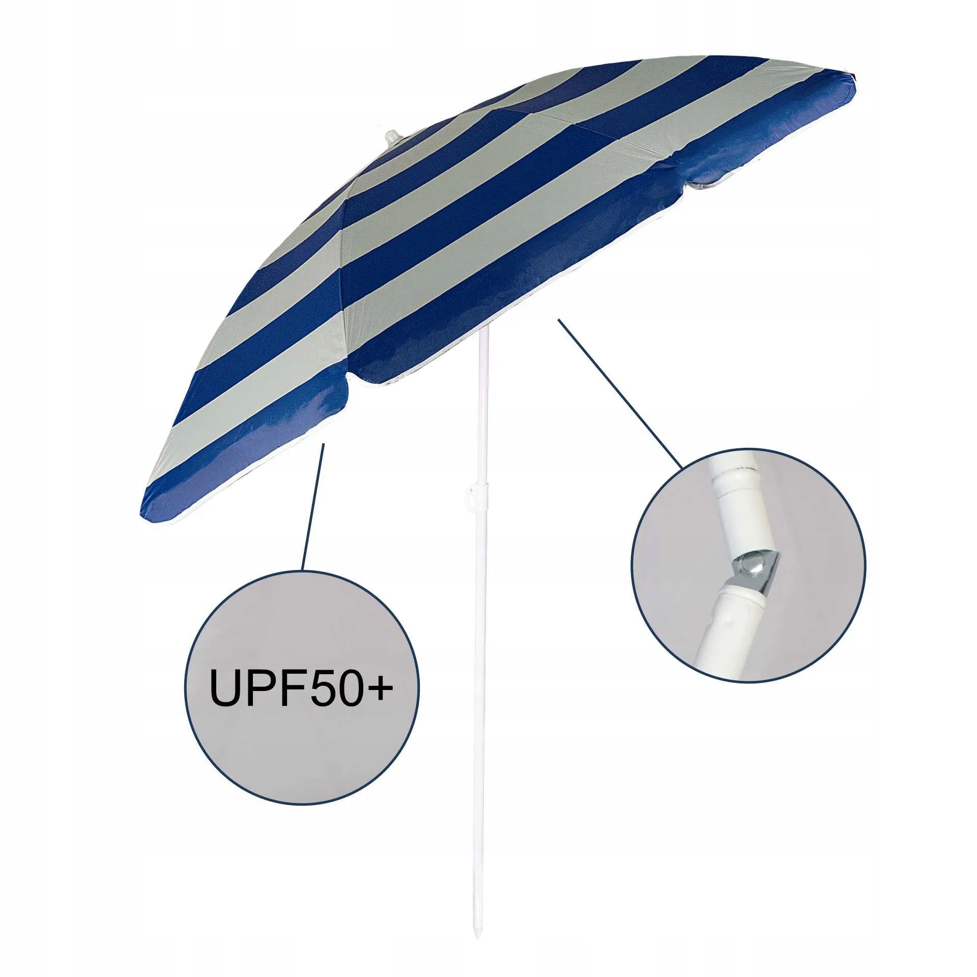 Paplūdimio skėtis su lankstoma dalimi ir UV UPF50+ apsauga, lengvas, 160 cm, atostogoms
