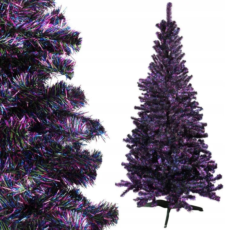 Pasakiška dirbtinė eglutė „Goliat Fluo“, žalia ir violetinė, 210 cm, su stovu