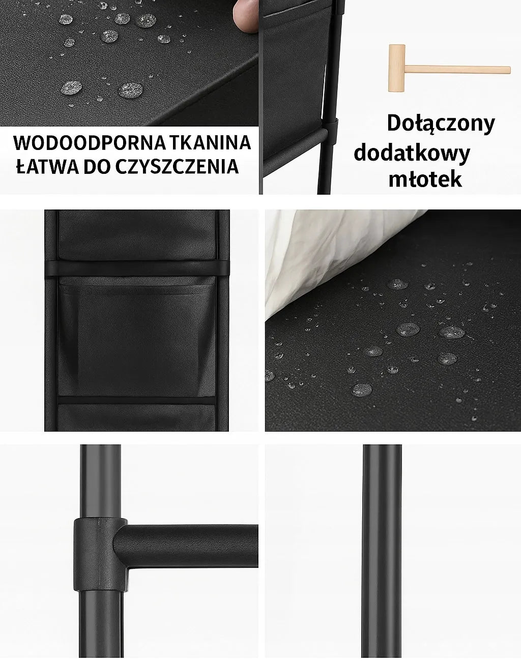 Pastatoma batų spintelė Loft, juoda, 173 cm, 10 lentynų, metalas + neaustinė medžiaga