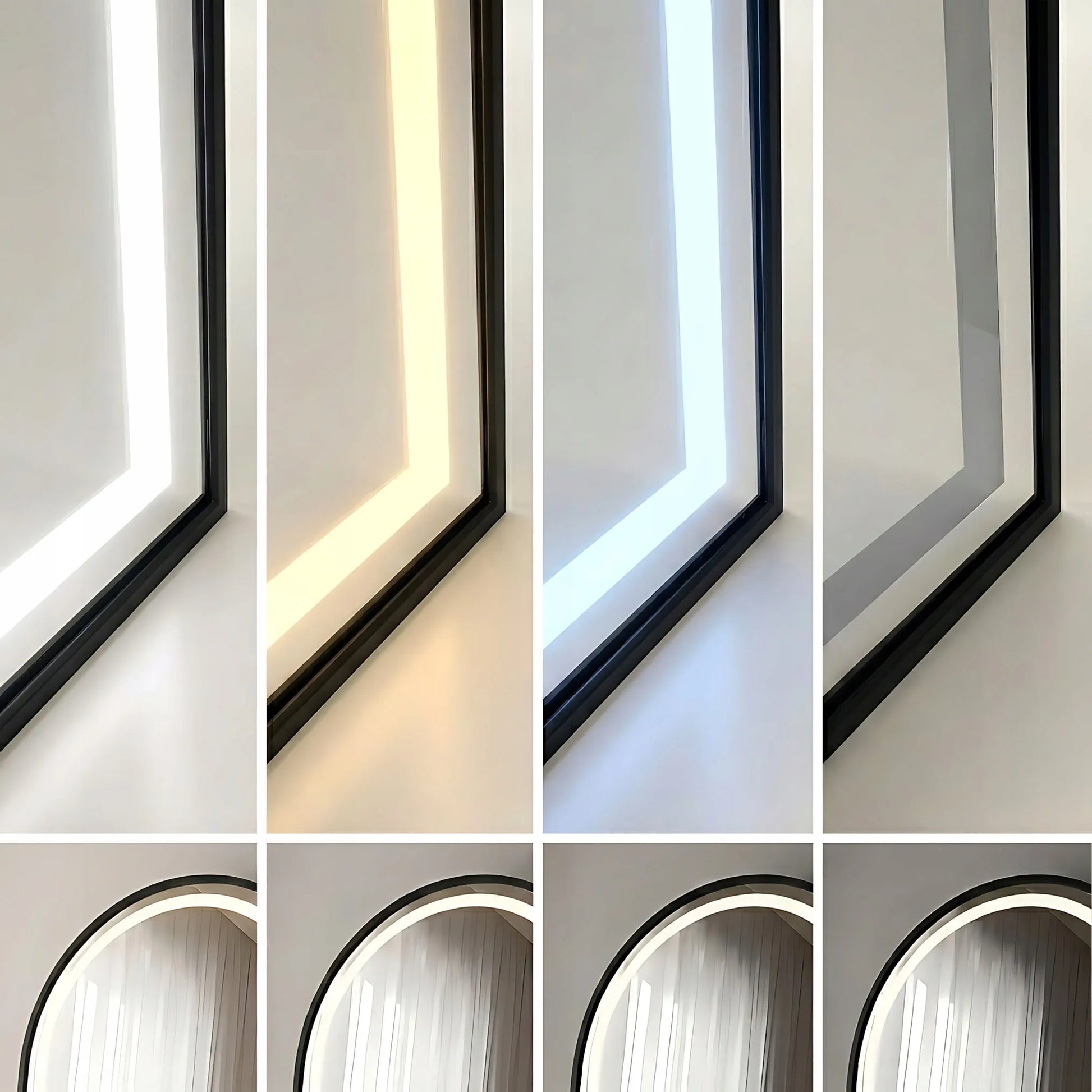 Pastatomas kabinamas LED veidrodis REA ORBIT ovalus stačiakampis juodas 60x170 cm