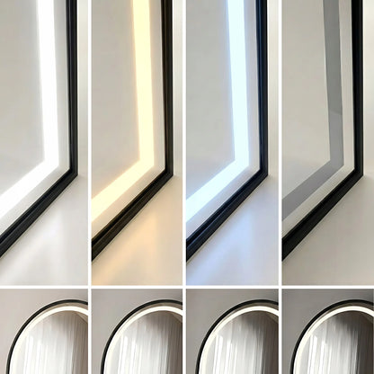 Pastatomas kabinamas LED veidrodis REA ORBIT ovalus stačiakampis juodas 60x170 cm