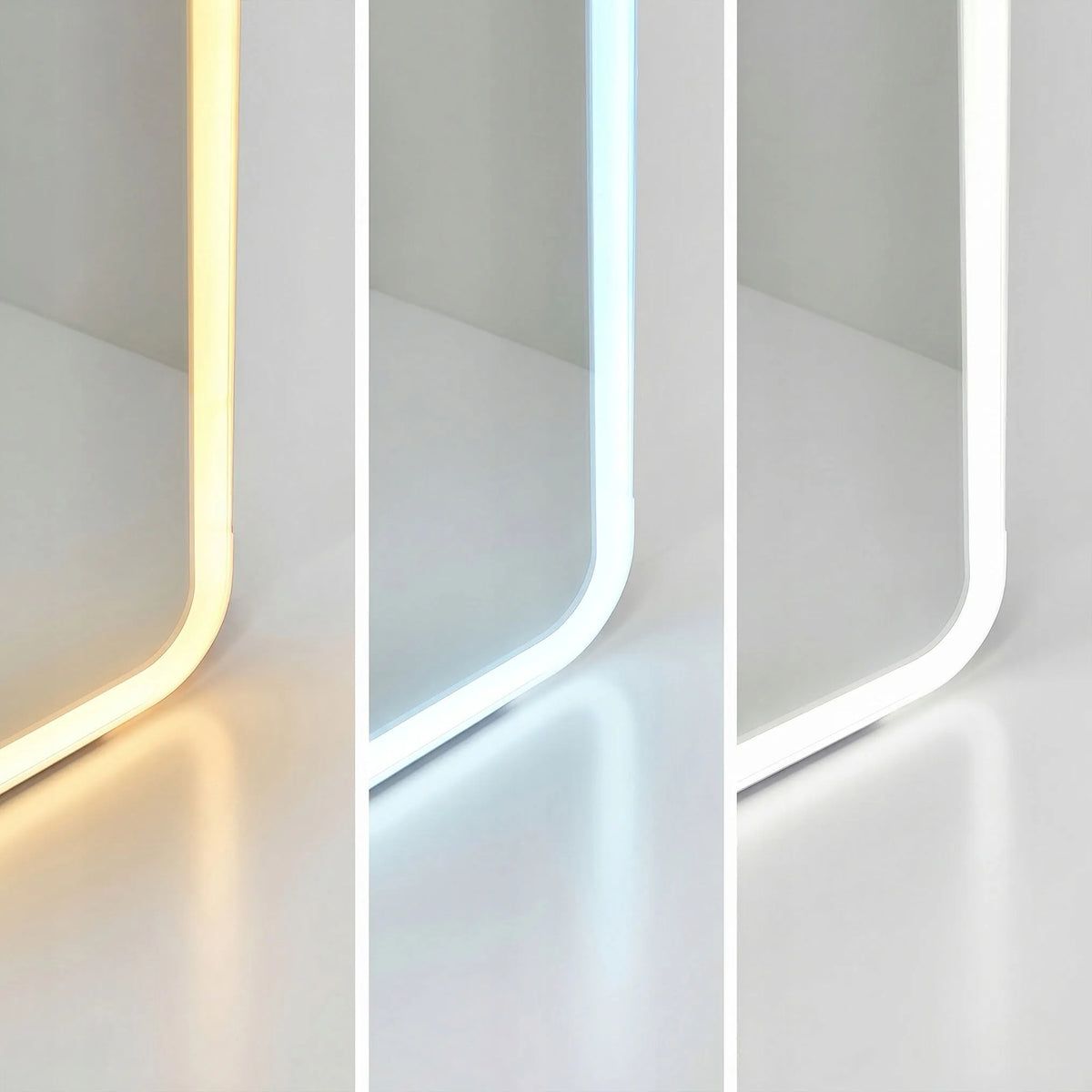 Pastatomas pakabinamas veidrodis su LED apšvietimu REA CLASSICO 60x170 cm baltu rėmu