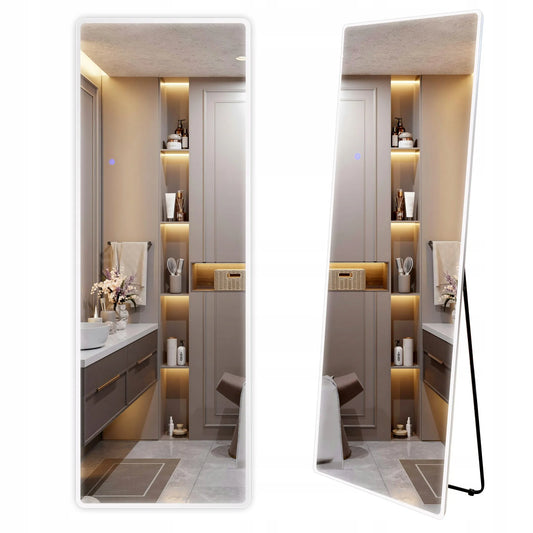 Pastatomas pakabinamas veidrodis su LED apšvietimu REA CLASSICO 60x170 cm baltu rėmu