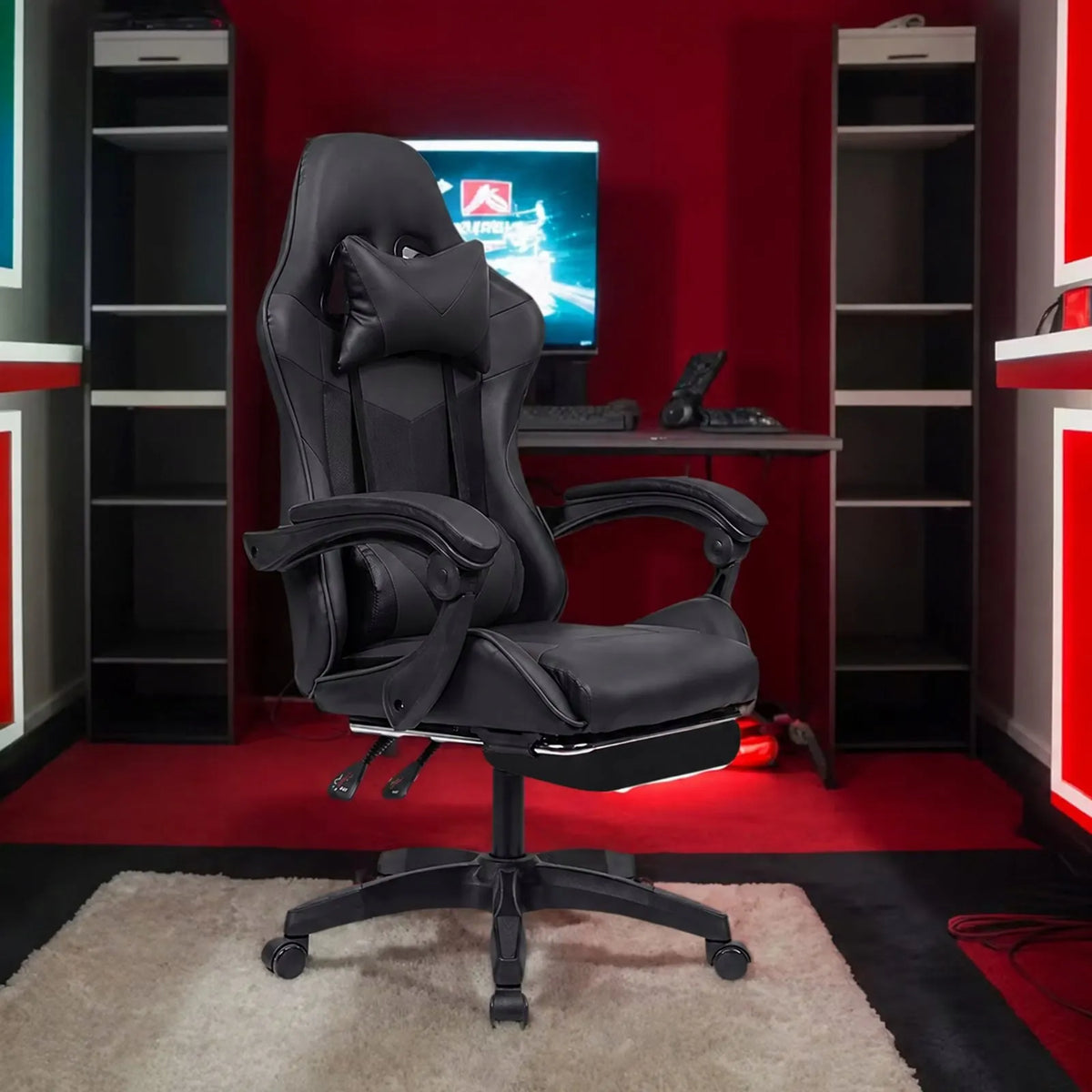Pasukama žaidimų ir biuro kėdė su kojų atrama, iki 150 kg