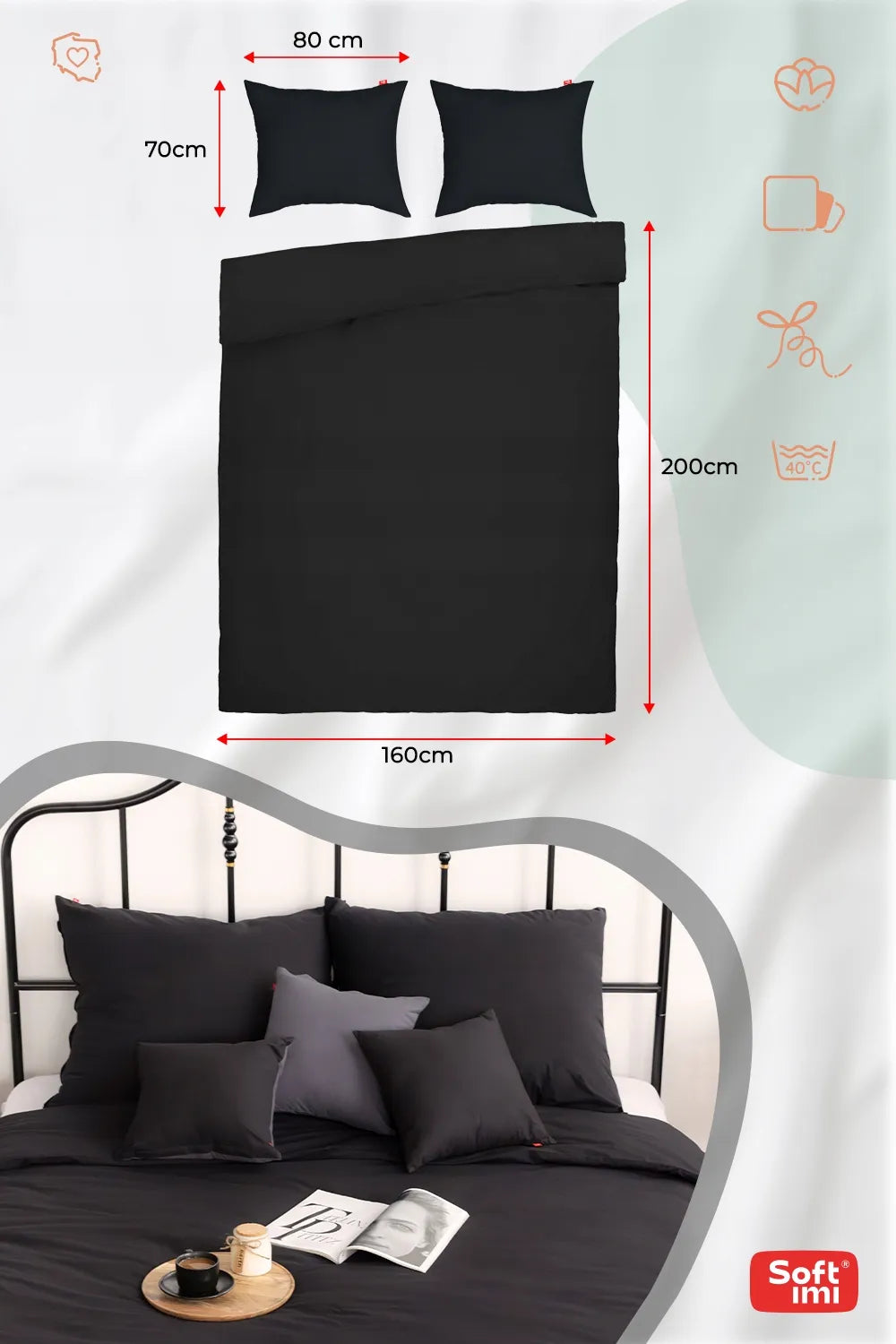 Patalynės komplektas 160x200 100 % medvilnė + 2 pagalvių užvalkalai 70x80