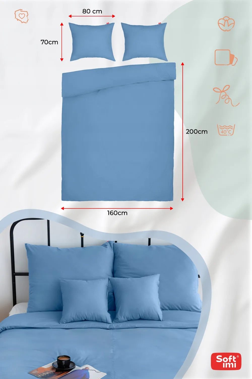 Patalynės komplektas 160x200 100% medvilnė + 2 užvalkalai 70x80