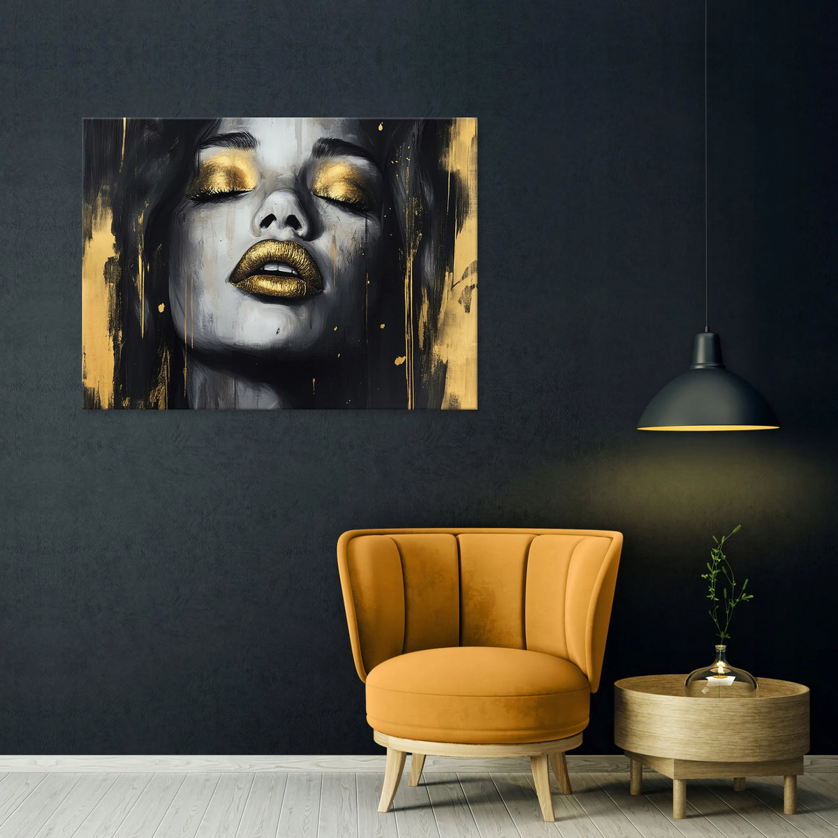 Paveikslas ant drobės su glamour moters motyvu miegamajam, svetainei ir virtuvei, 100 × 70 cm