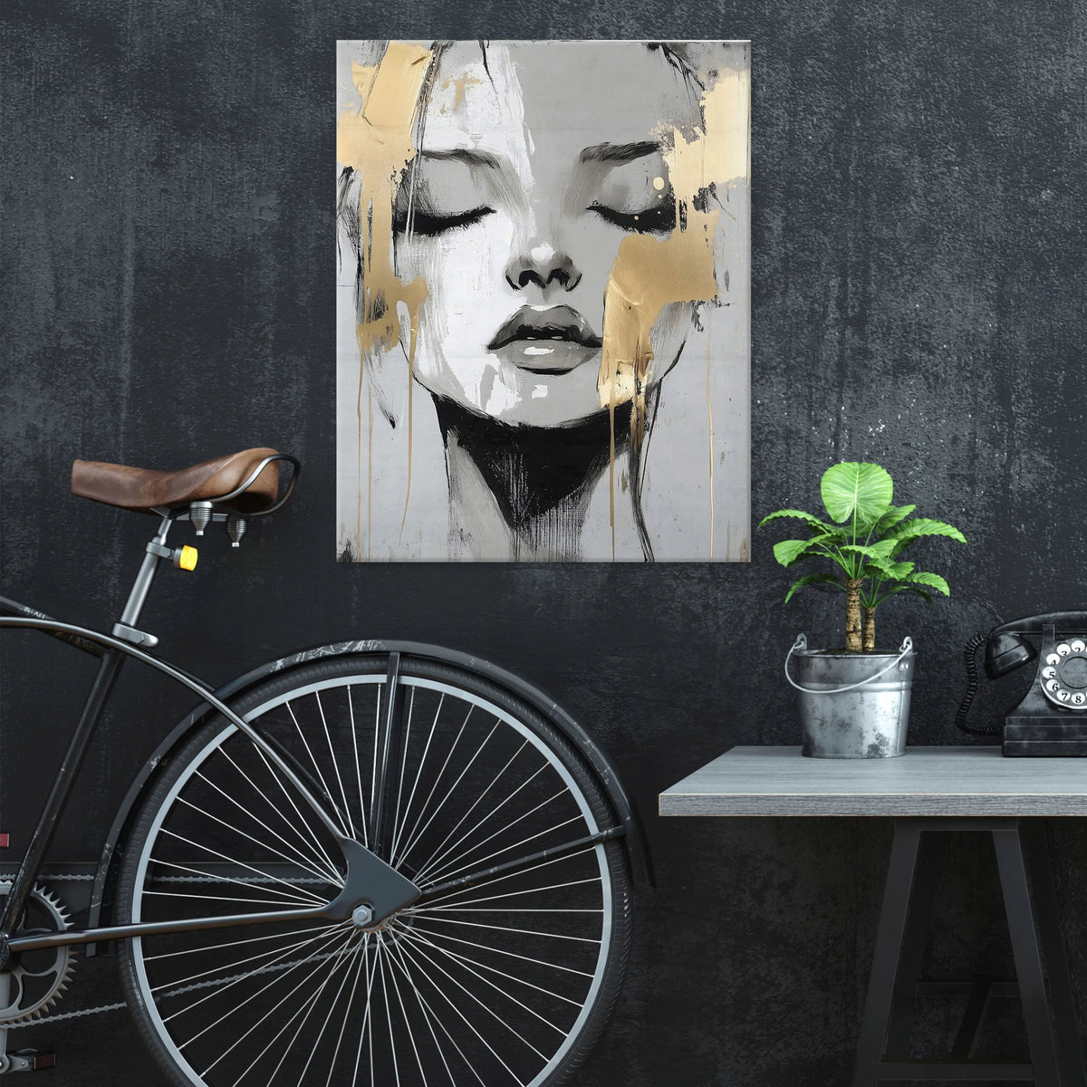 Paveikslas miegamajam ar svetainei „Glamour“ moters veidas ant drobės, 60 × 40 cm