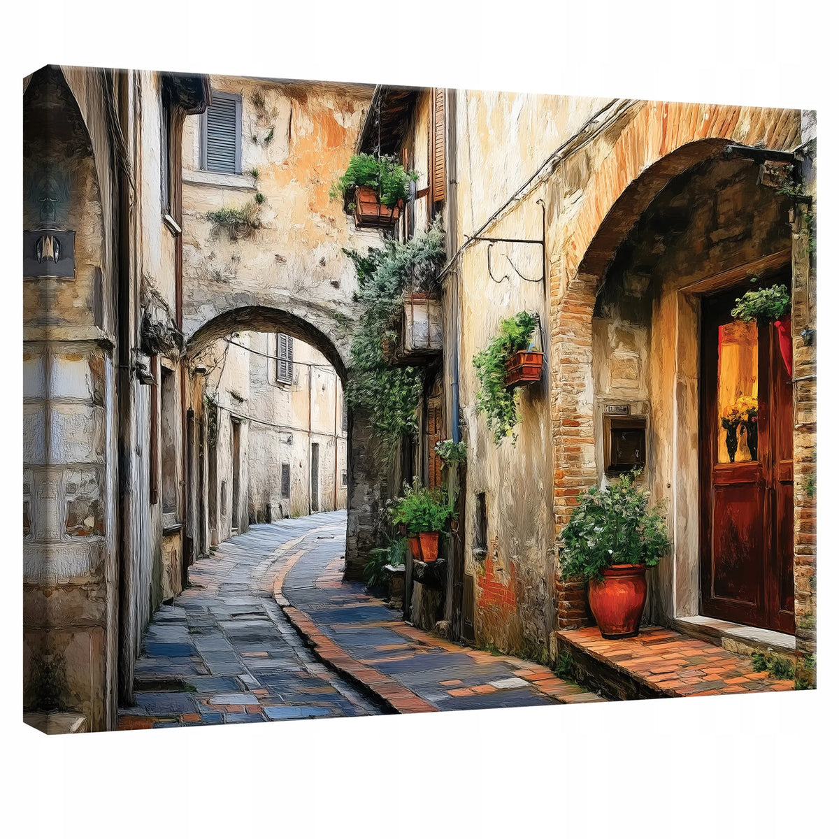 Paveikslas miegamajam, svetainei ir virtuvei „Itališka gatvelė“ ant drobės su rėmu, 100 × 70 cm