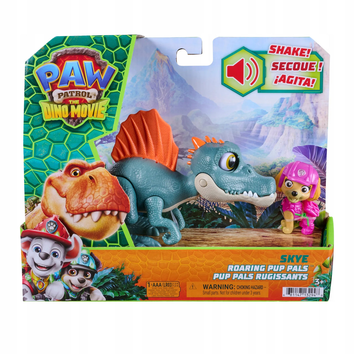 Paw Patrol ir dinozaurai: Skye rinkinys su interaktyviu spinozauru Pup Pals