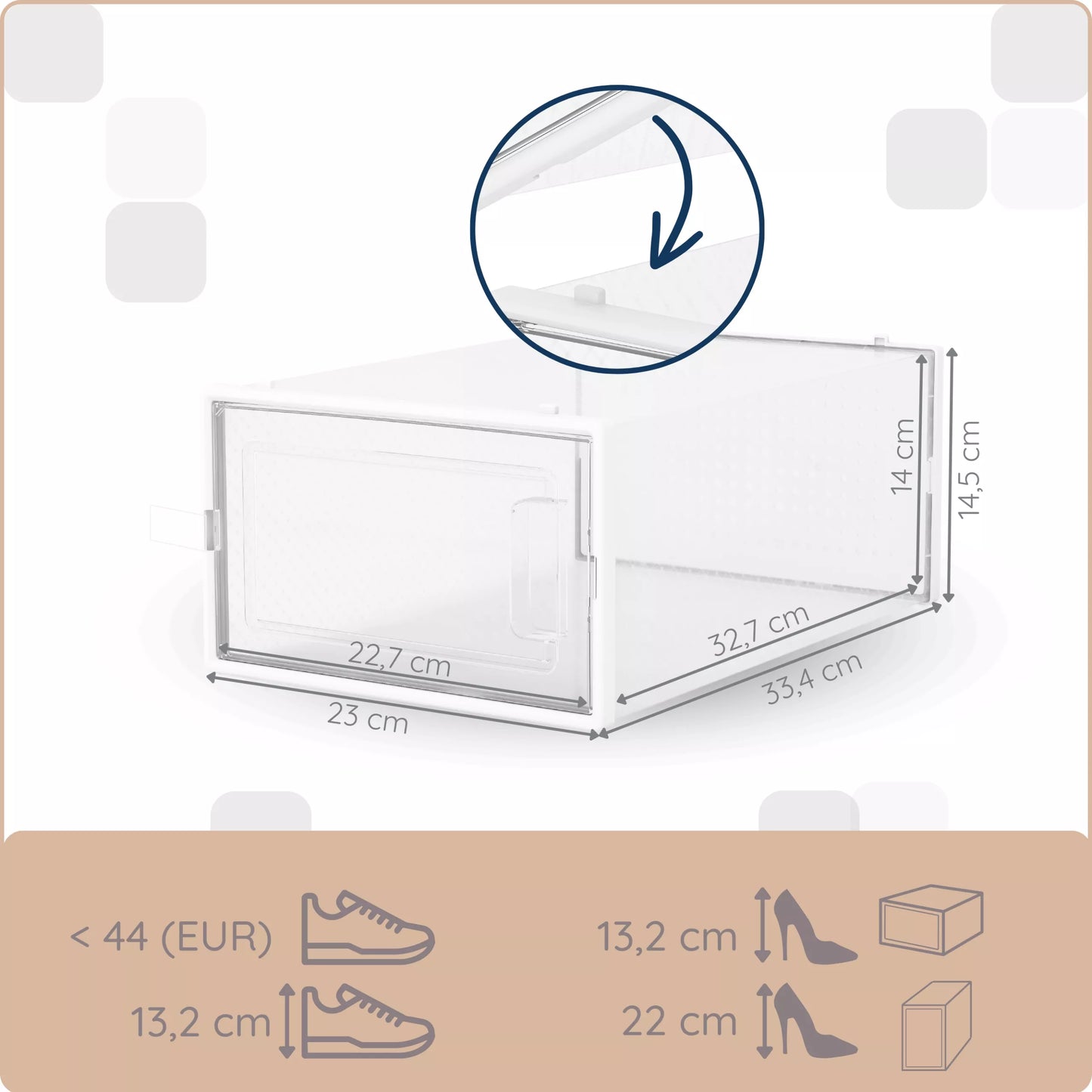 Permatomos batų dėžutės, sudedami moduliniai batų organizatoriai, "Premium" kokybė, 6 vnt.