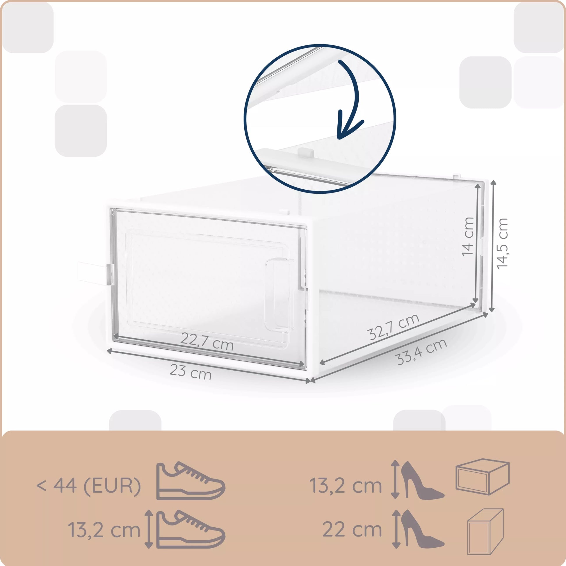 Permatomos batų dėžutės, sudedami moduliniai batų organizatoriai, "Premium" kokybė, 6 vnt.