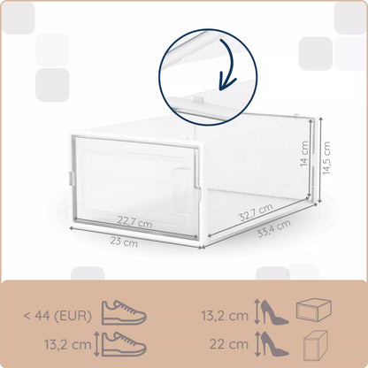 Permatomos batų dėžutės, sudedami moduliniai batų organizatoriai, "Premium" kokybė, 6 vnt.