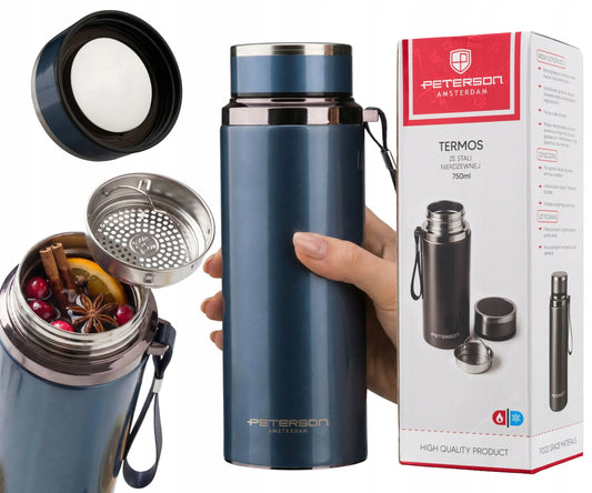Peterson nerūdijančio plieno termosas karštiems ir šaltiems gėrimams, 750 ml, sandarus