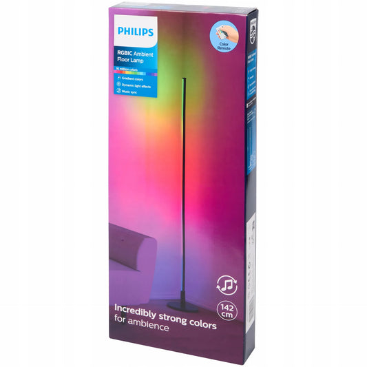 „Philips“ LED RGBIC Ambient grindų lempa, 142 cm, su pultu ir muzikos sinchronizavimu