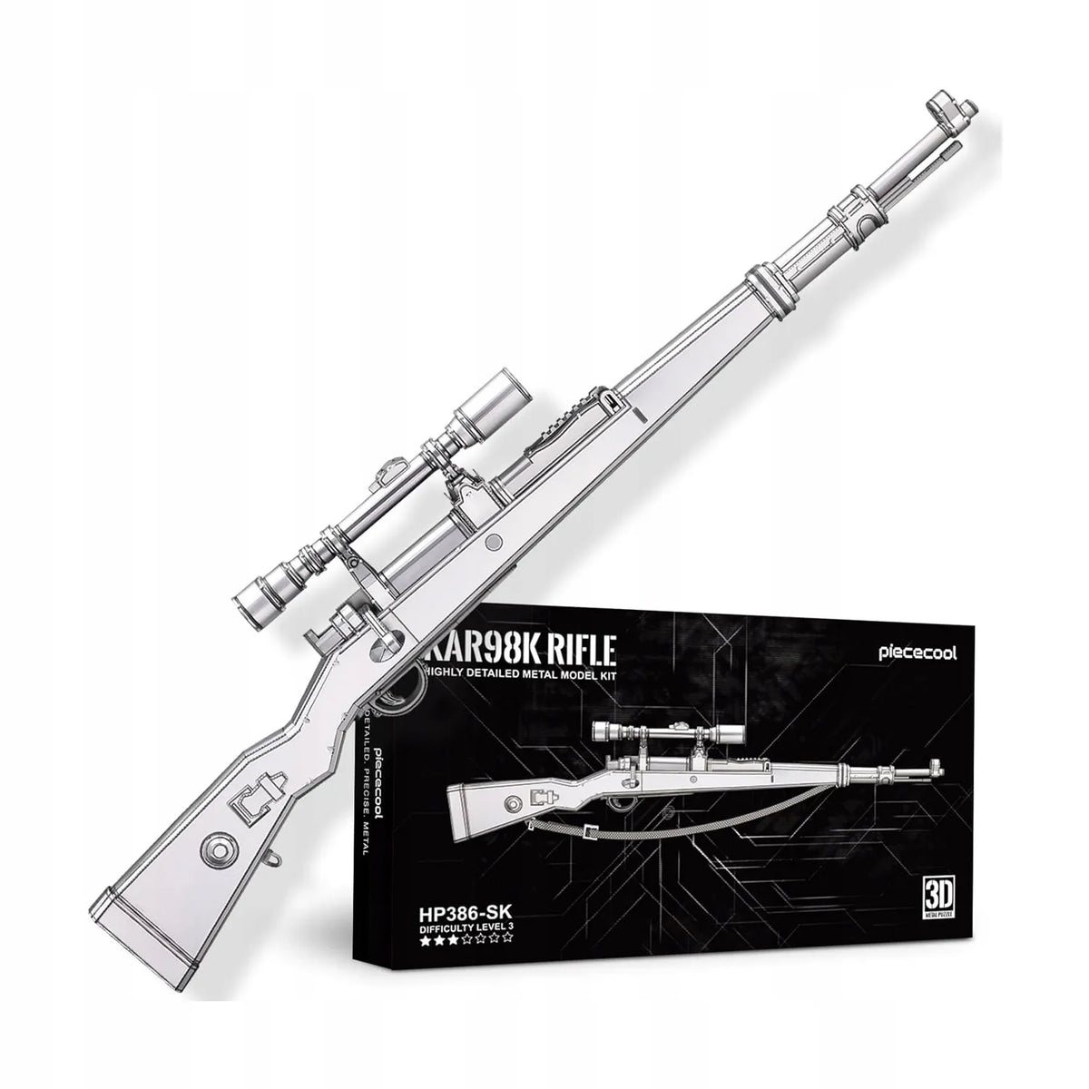 „Piececool“ KAR98K snaiperinio šautuvo 3D metalinė „pasidaryk pats“ dėlionė
