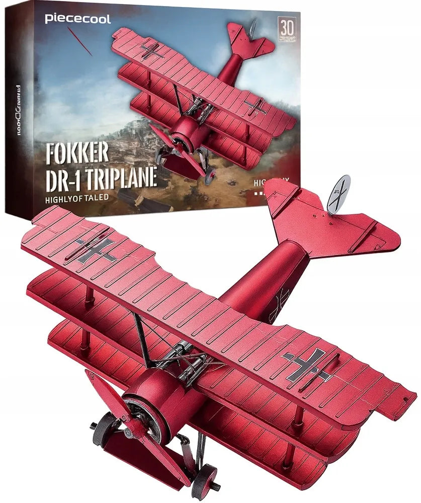 Piececool metalinė 3D dėlionė – lėktuvo „Czerwony Baron“ modelis, dovana