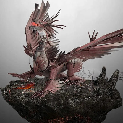 Piececool metalinė 3D dėlionė „Ognisty Smok“, drakono modelis, dovana