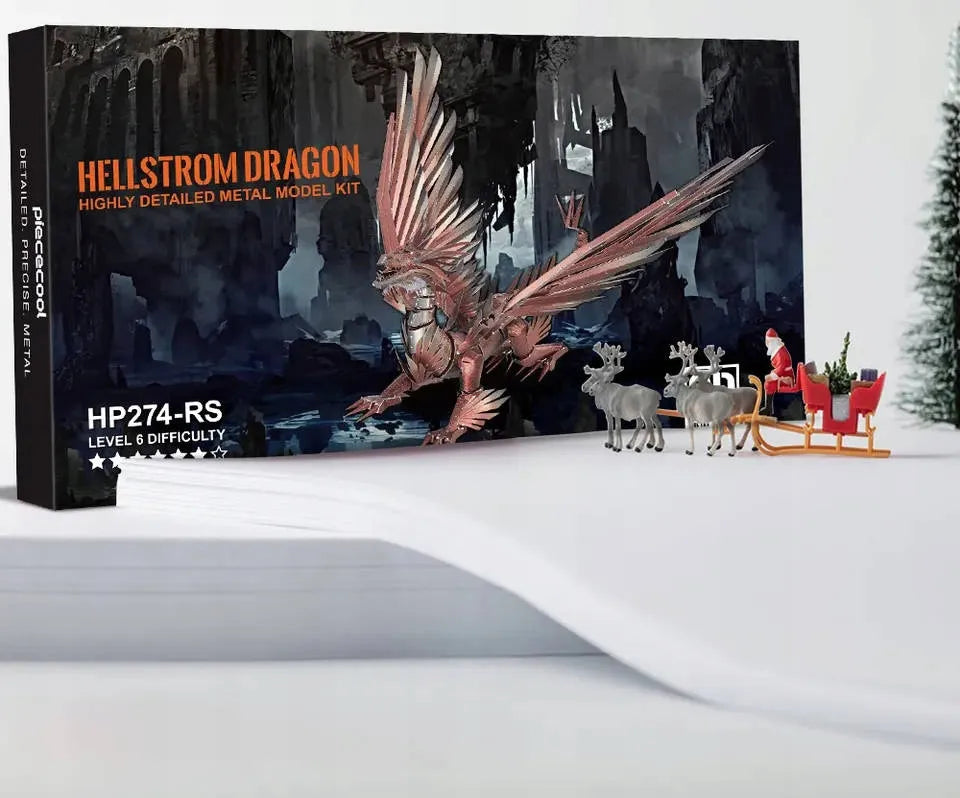 Piececool metalinė 3D dėlionė „Ognisty Smok“, drakono modelis, dovana