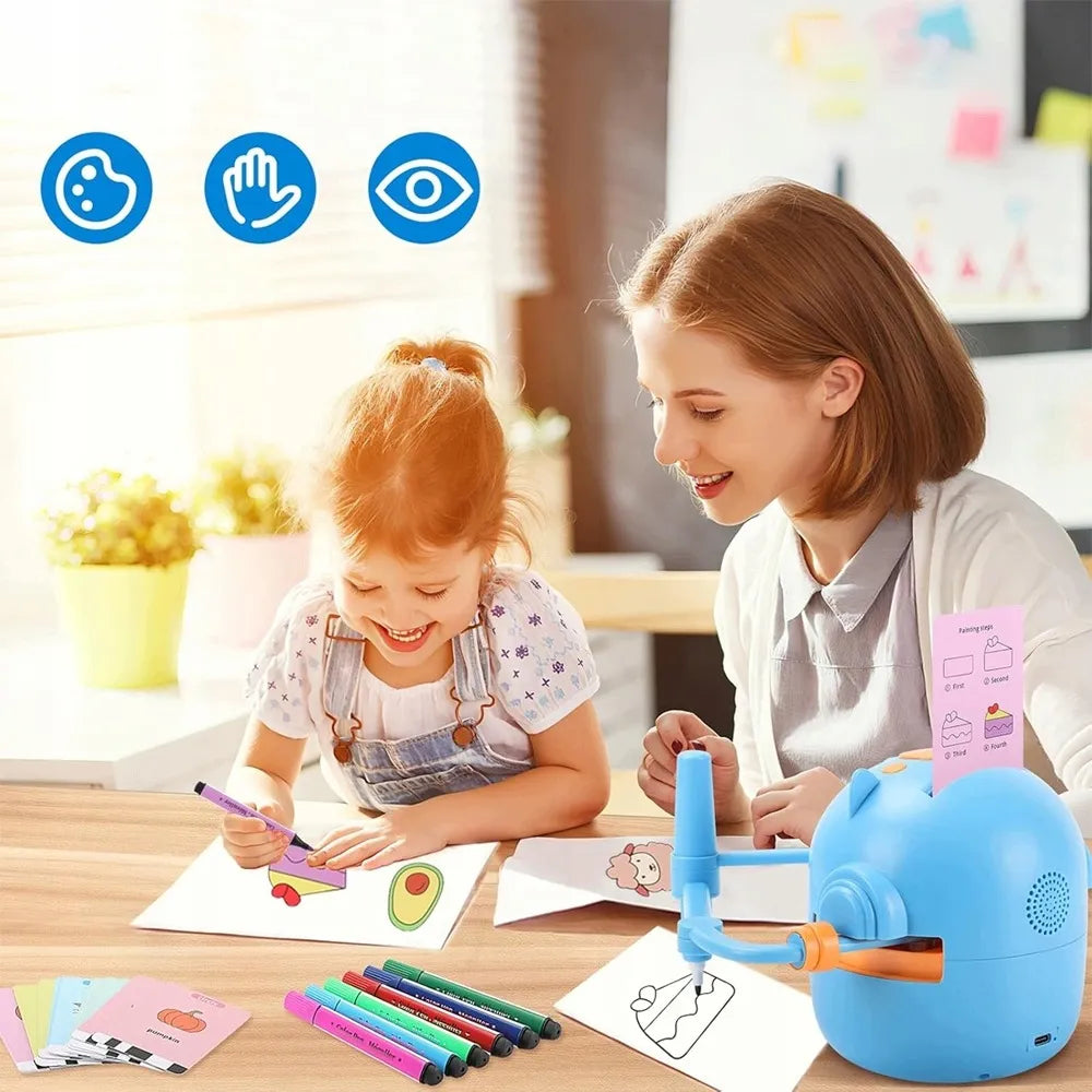 Piešimo robotas vaikams, lavinantis rankų miklumą, su balso sąveika