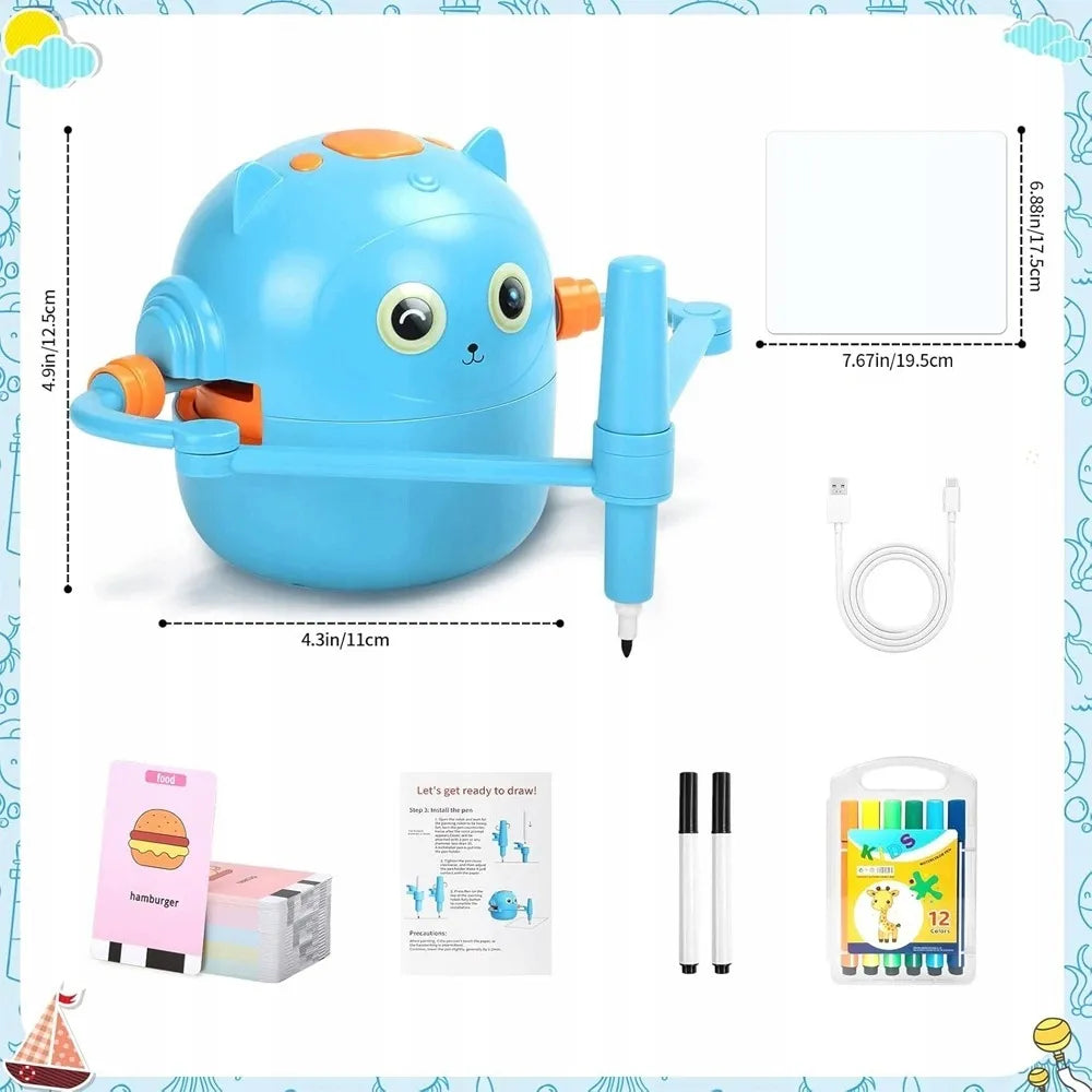 Piešimo robotas vaikams, lavinantis rankų miklumą, su balso sąveika