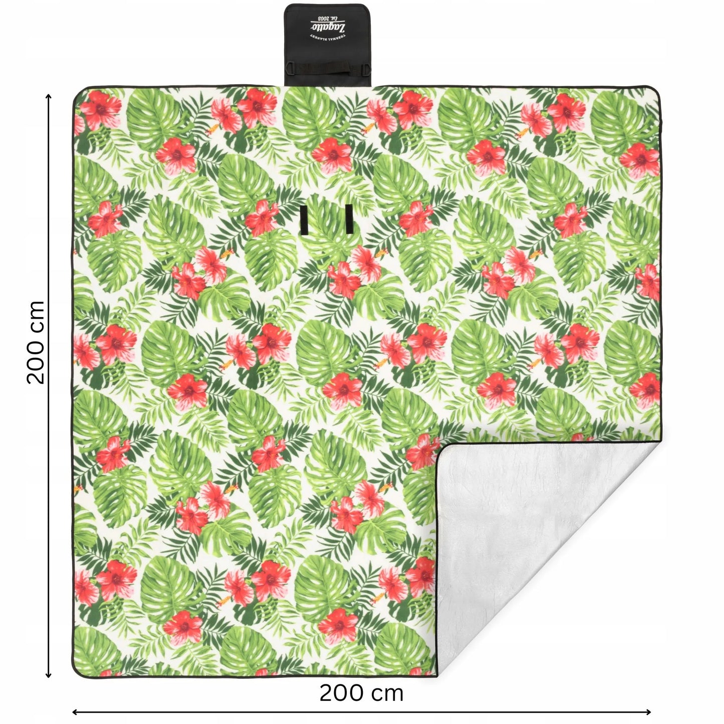 Pikniko apklotas su izoliacija 200x200 cm didelis paplūdimio kilimėlis vandeniui atsparus ZAGATTO
