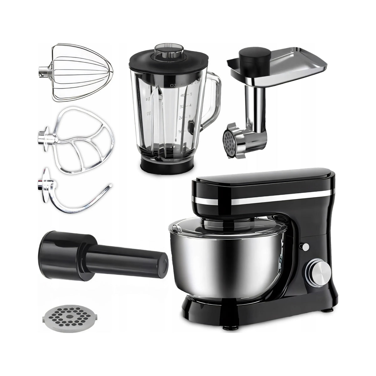 Planetinis virtuvės robotas RETOO CookMaster 5in1, 3200W, su dubeniu, trintuvu ir mėsos malūnėliu
