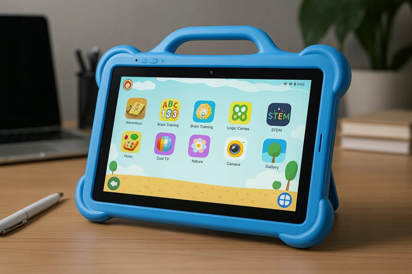 Planšetinis kompiuteris vaikams 10,1" LTE 4/64GB WiFi GPS su dėklu, edukacinis rinkinys, dovana