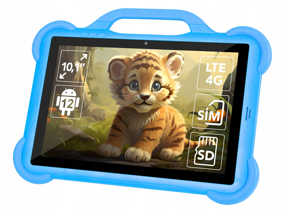 Planšetinis kompiuteris vaikams 10,1" LTE 4/64GB WiFi GPS su dėklu, edukacinis rinkinys, dovana