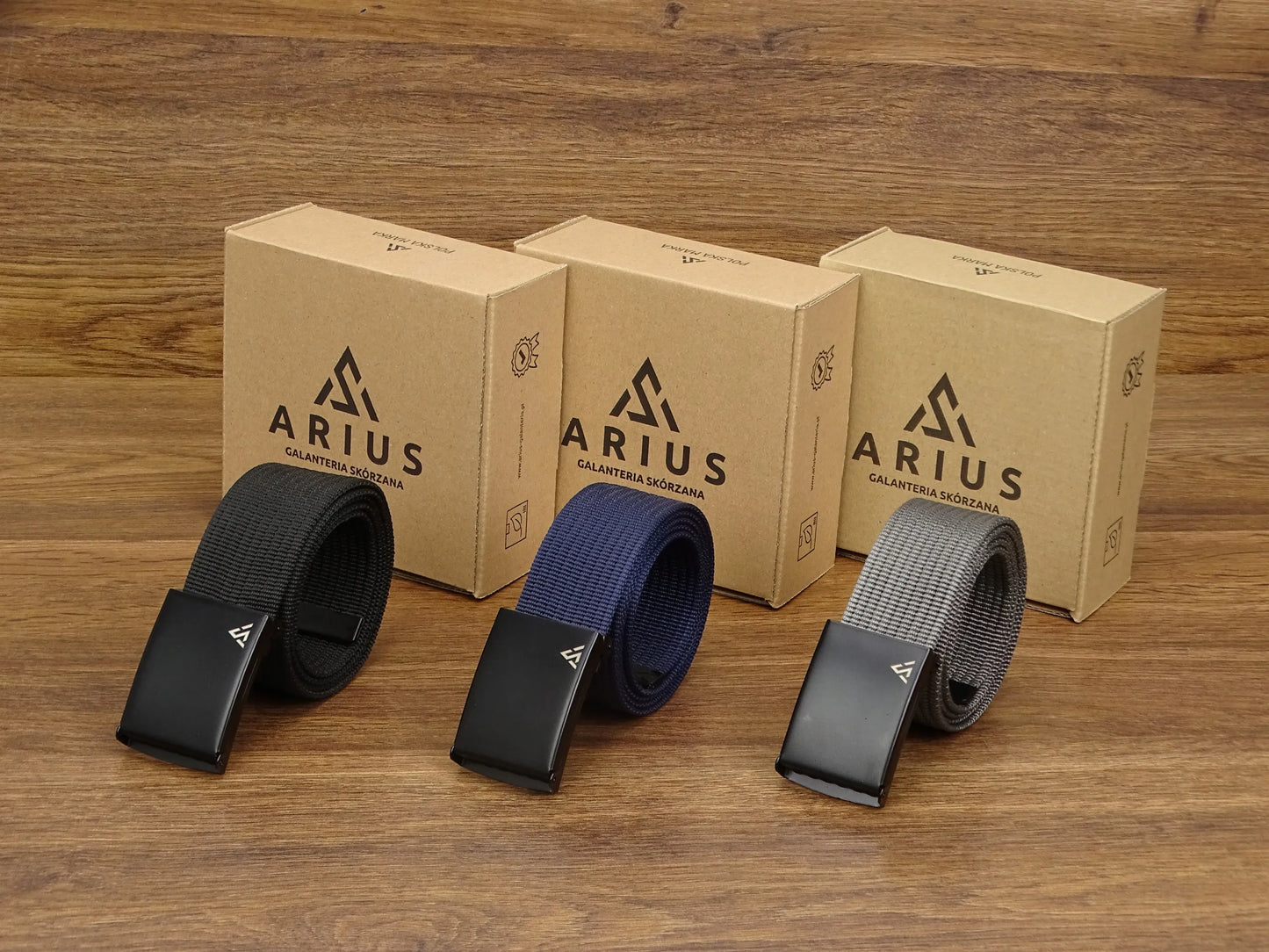 Platus vyriškas „Arius“ tekstilinis diržas džinsams ir šortams, 3 vienetų rinkinys