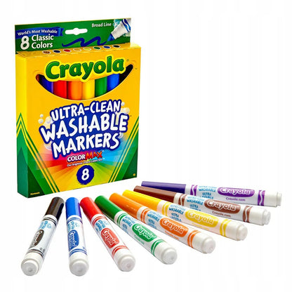 Plaunami nuplaunami Crayola vaikams su plačiu antgaliu, 8 spalvos