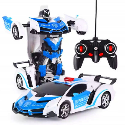 Policijos automobilis-robotas, nuotoliniu būdu valdomas sportinis automobilis