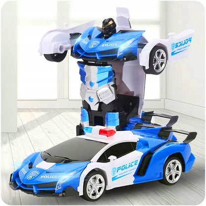 Policijos automobilis-robotas, nuotoliniu būdu valdomas sportinis automobilis