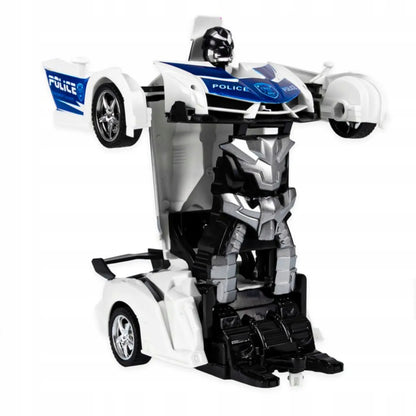 Policijos automobilis-robotas, nuotoliniu būdu valdomas sportinis automobilis