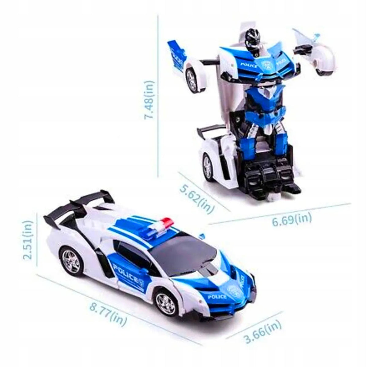Policijos automobilis-robotas, nuotoliniu būdu valdomas sportinis automobilis